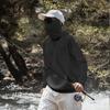 Lightweight Long Sleeve Hooded Shirt with Integrated Face Cover Sun Loose Fit Guard Pullover Top for Outdoor Activities