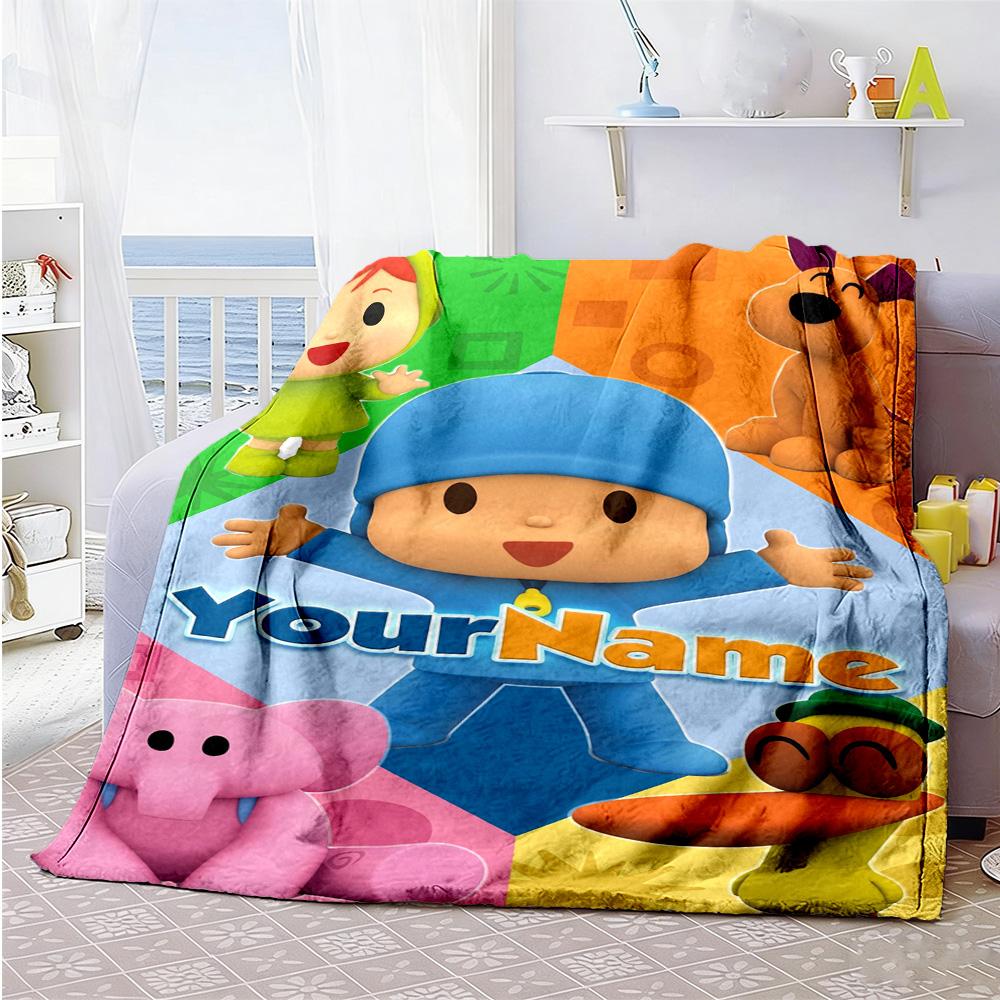 Pocoyo Customize Your Name Blanket Multi-purpose Customizable Blanket Ultra-Soft Suitable for Nap Home Decor Living Room Picnics Ideal for All Seasons