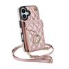 For iPhone 17 Case RFID Blocking Card Bag Leather + TPU Crossbody Phone Cover with Ring Kickstand