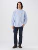 B:MING LIFE STORE by BEAMS Men's Large/Small Band Collar Shirt, Blue, Stretchy, Size M (92110163286)