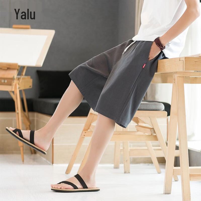 Yalu Men's Linen Blend Casual Shorts