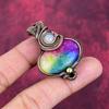 Regenbogen-Solarquarz-Druse Anhänger Kupferdraht umwickelt Regenbogenmondstein Schmuck