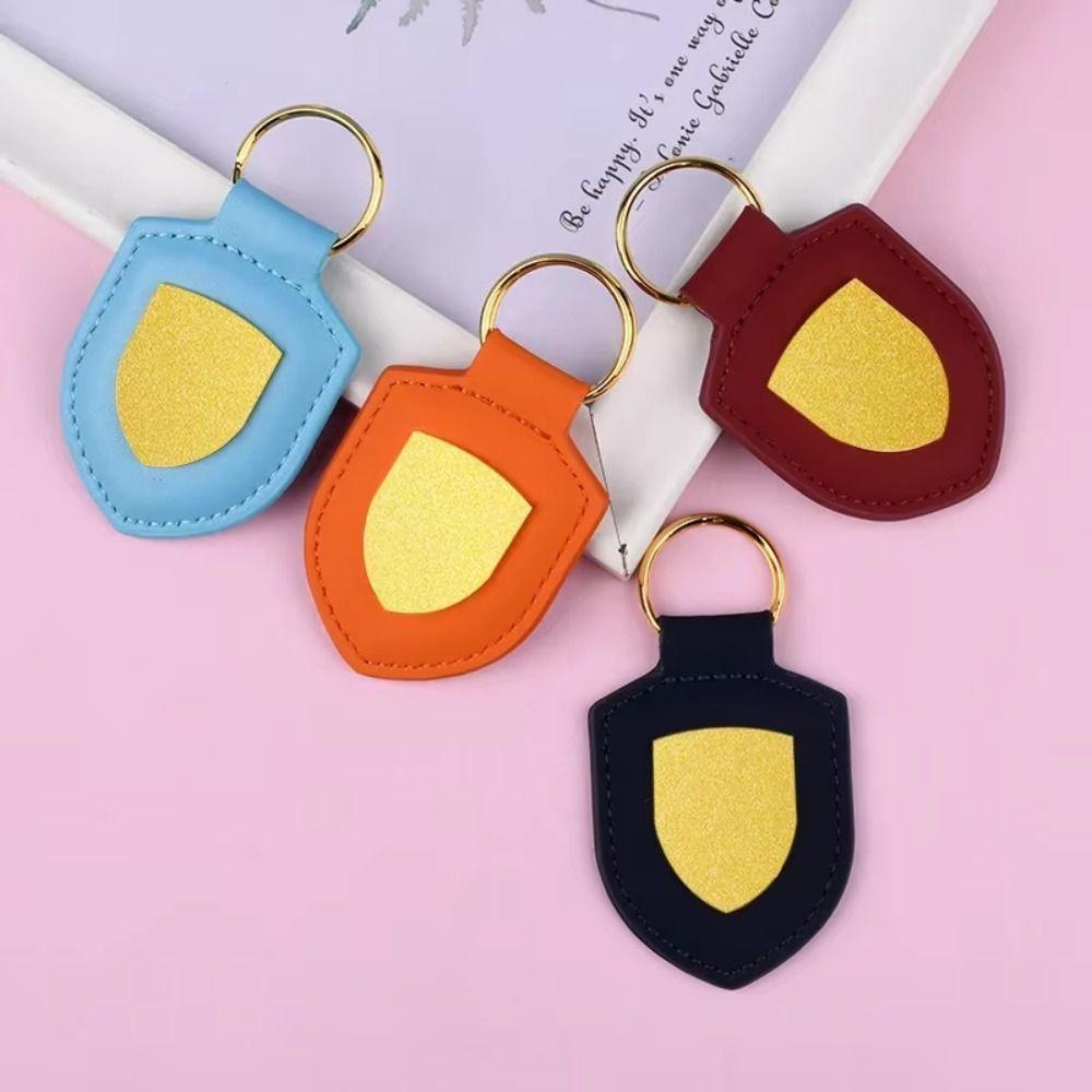 Exquisite Car Keychain Leather Metal Pendant Creative Shield Car Keychain  Travel