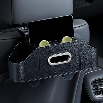 Multifunktionaler Auto-Rücksitz-Aufbewahrungs-Organizer Kratzfeste Taschentuchbox mit 2 Getränkehaltern Universeller Stauraum Aufräumen