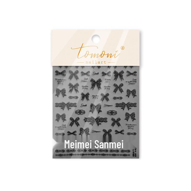 Tomoni Ballet Lace Bow Nail Stickers - Elegant and Durable Nail Art.