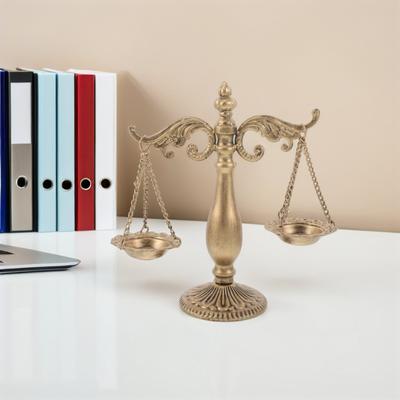Retro Vintage Libra Balance Scale Metal Sculpture Ornament for Office Desk Home Library Justice Scale Decoration Lawyer Decor