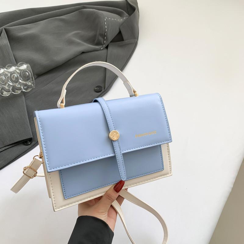 Chic Color Block Vintage Small Square Handbag For Women With Single Shoulder Strap