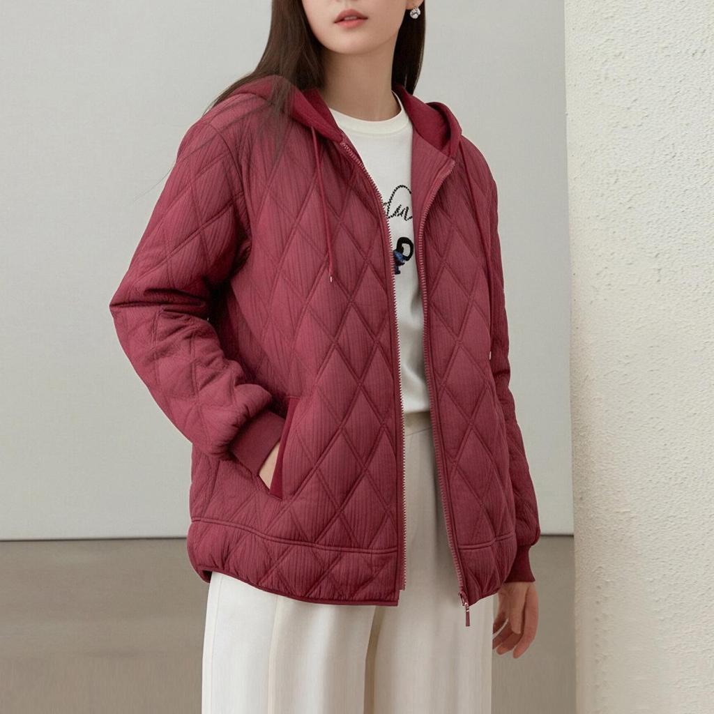 Plus Size Women's Winter Warm Hooded Cotton Jacket - Slimming Outerwear