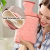 Rubber Hot Water Bottle 2.0L with Plush Detachable Washable Hand Pocket Cover Winter Hand Warmer