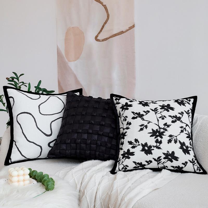 Nordic Simple Black and White Pillow Case Living Room Sofa Pillow Model Room Hotel B&B Home Cushion