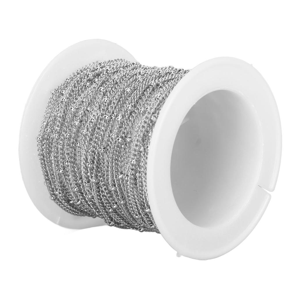 Chaîne à billes 19,6 pieds Acier inoxydable Fabrication de bijoux DIY Chaîne à maillons pour collier bracelet cheville Couleur acier