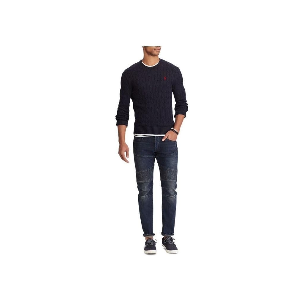 Polo Ralph Lauren Logo Solid Color Cable Knit Sweater Men sweater Navy-Blue MNPOSWE16810181-B82