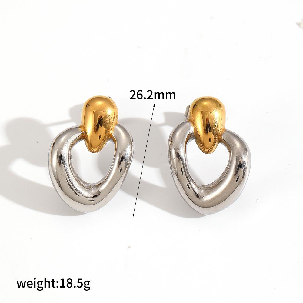Minimalist Heart Shape Stainless Steel Earring Set With Moon Elements For Women