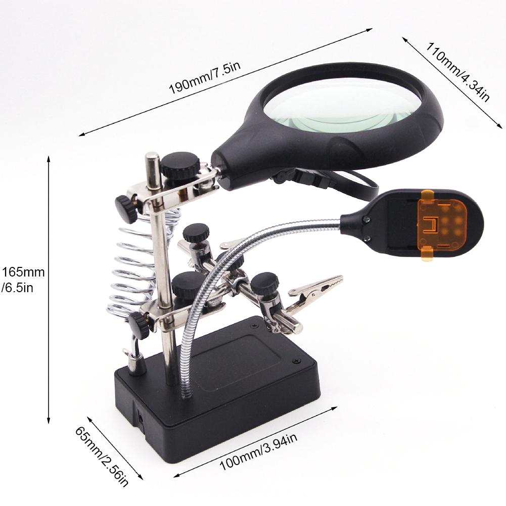 Multifarious Hand Desktop Magnifier Stand with LED Light Welding Illuminated Magnifying Glass Clip Clamp Helping for Crafting Cl