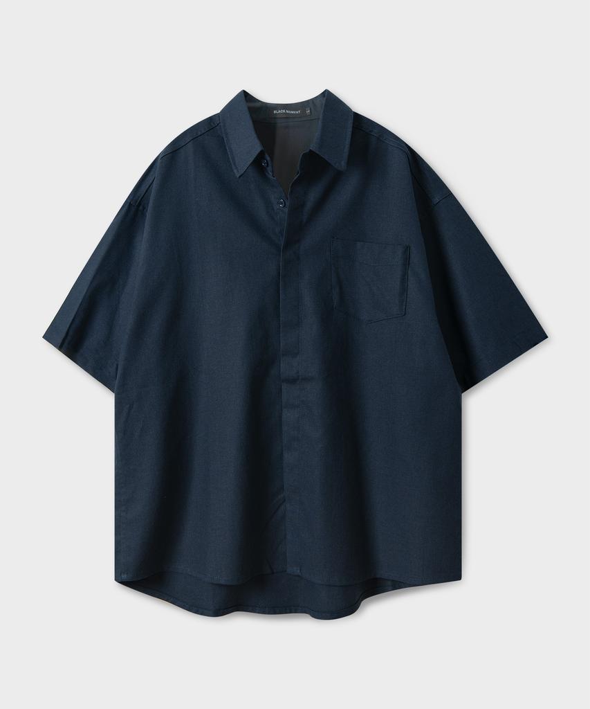 BLACK MOMENT [Waterproof] Linen Basic Oversized Short Sleeve Shirt Jacket 7 Colors