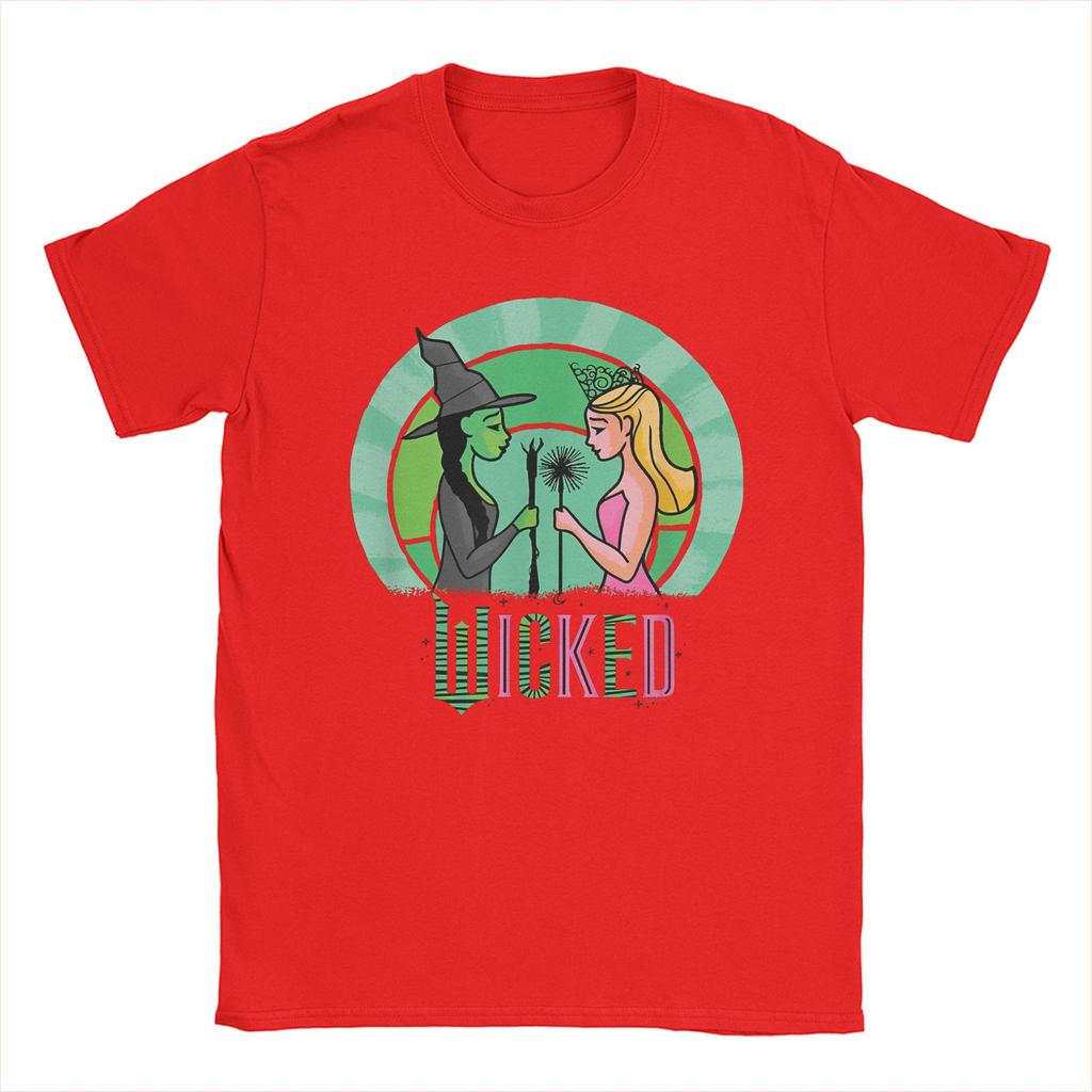 Wicked Glinda & Elphaba Sketched T Shirts Men 100% Cotton Cool T-Shirt Round Collar Movie Tee Short Sleeve Clothing Plus Size
