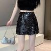 Moda Donna Minigonna Lurex Monocolore con Zip Laterale Vita Alta Vintage Gonna Chic da Donna