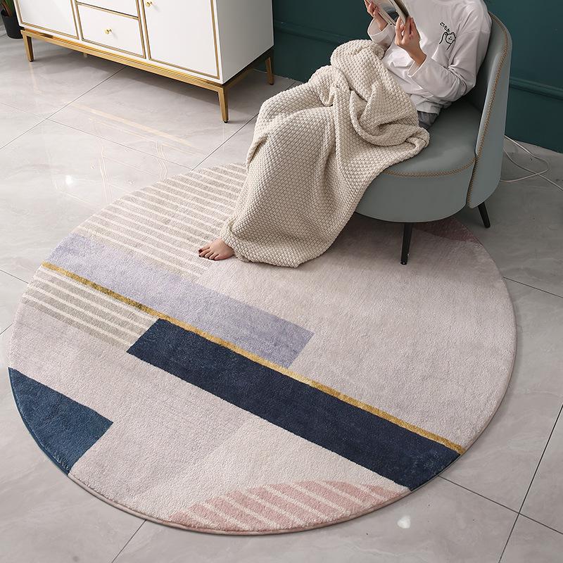 Round Faux Cashmere Wabi-Sabi Rug for Living Room, Bedroom, or Office