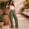 Women Casual Loose Fit High Waist Drawstring Straight Leg Wide Leg Pants Lightweight Relaxed Trousers for Daily Wear