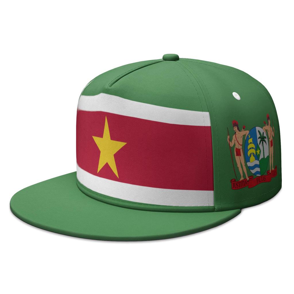 Suriname Flat Brimmed Cap Custom Name Number Logo Hip-hop Hat Nation Flag Dutch Sranan Sarnam Sur Country Print Photo Headgear