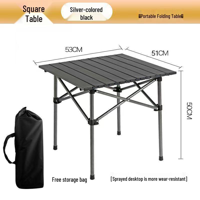 Portable Metal Roll-Up Folding Table for Camping, Picnic, and BBQ