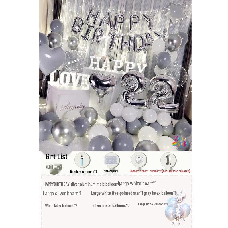 Romantic Birthday Surprise Decorations: Balloons and Background for Girls & Boyfriends
