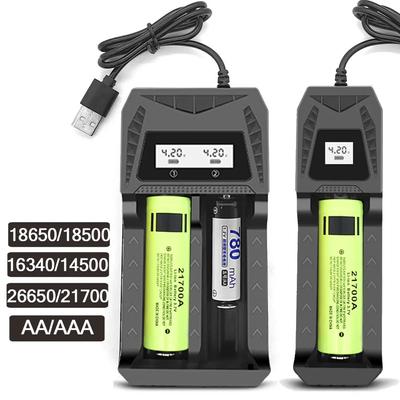 Încărcător inteligent LCD pentru baterie 1/2 sloturi dual pentru 18650 4.2V baterie reîncărcabilă cu litiu pentru 1.2V NI-MH AA/AAA