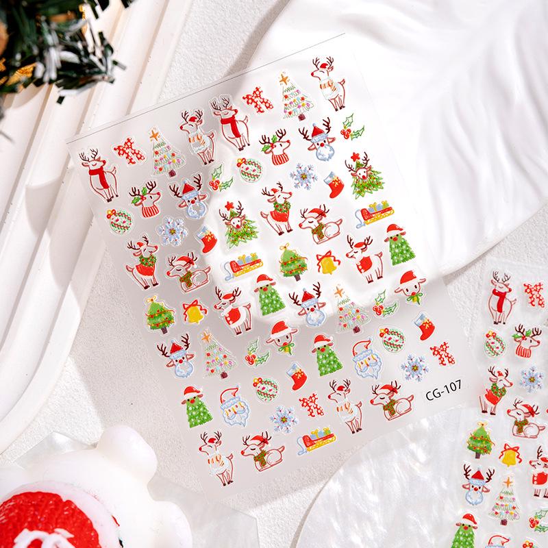 Cyansea Christmas Reindeer Cartoon Jelly Nail Art Stickers CG-107