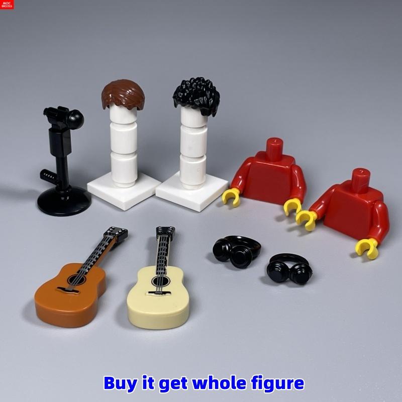 

Non-Toxic Moc Bricks Notebook Coffee Cup Office Scene 4Cm Figure Headphone Music Accessories Diy Educational Building Blocks Friend Toys