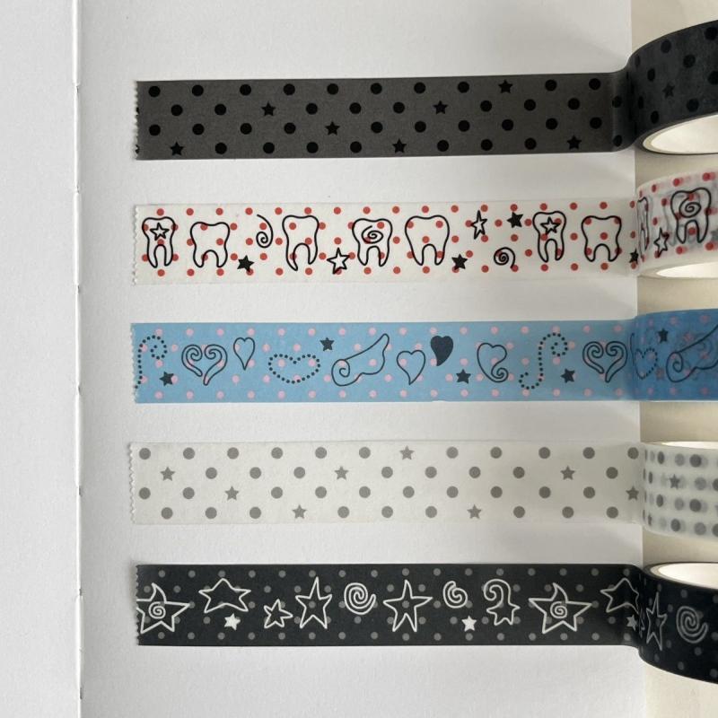 Korean Wings Pentagram Teeth Cute Paper Decorative Tape Set Tape Pack For Bookkeeping Diy Journals Material School Stationery