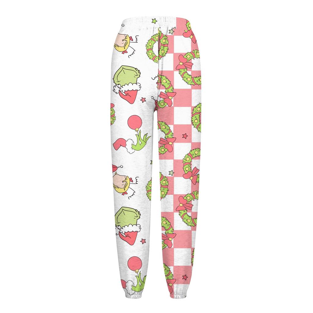 Women's Fashion Christmas Loose Drawstring Waist Solid Color Casual Sports Pants