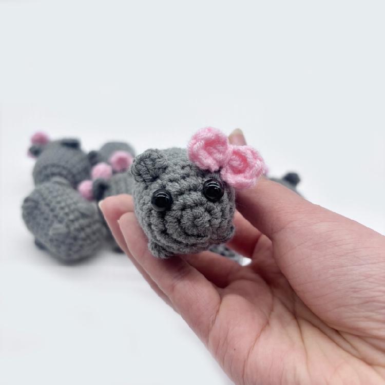 Multipurpose Sad Hamster Couple Keychain Charm Pendant 2 Pack, Handmade Crochet, Unique Accessory For Bags And Keys
