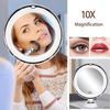 Flexible 10x Magnifying Mirror LED LightingTouch Screen Portable Dressing Table Makeup USe AAA Dry Battery