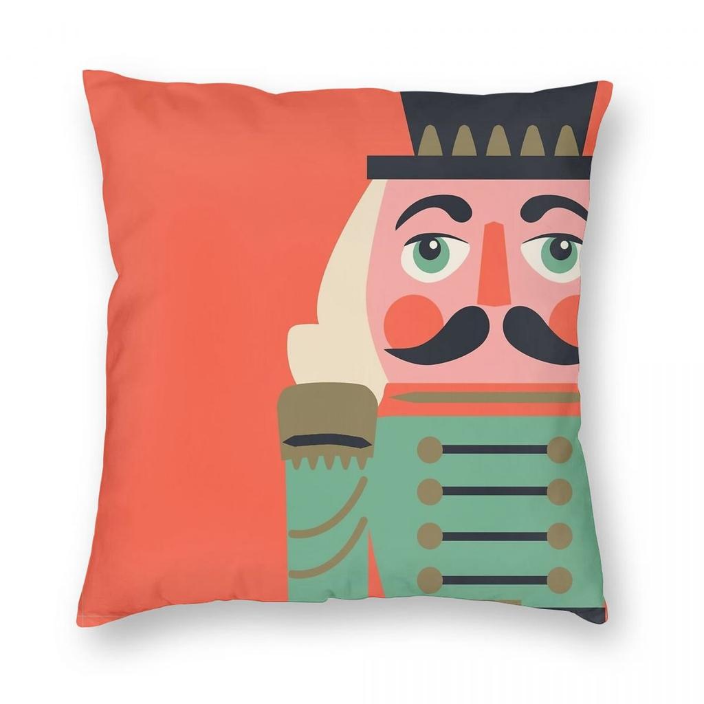 The Nutcracker Christmas Toy Soldier King Pillowcase Printing Fabric Cushion Cover Decoration Pillow Case Cover Bedroom Zipper