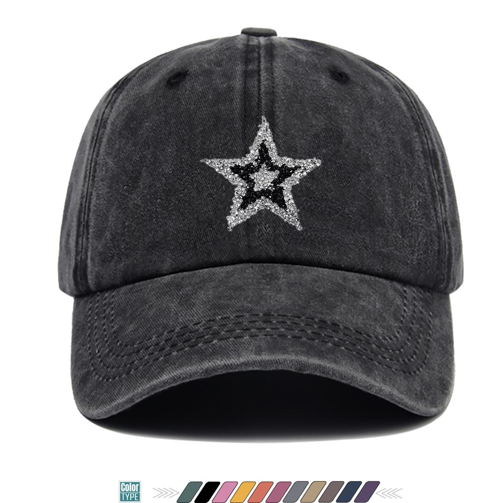 Pc Sparkling Rhinestone Star Trucker Hat Unisex Baseball Cap with Rhinestone FivePointed Star Print Adjustable Buckle Closu