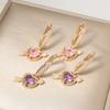 Dainty Purple Zirconia Heart Arrow Drop Earrings for Women Fashion Earring Jewelry Wedding Party Accessories
