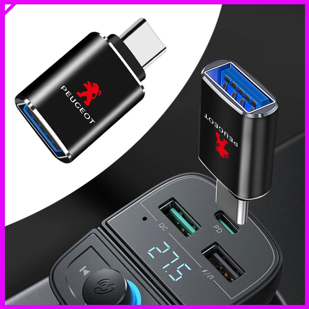1pc Charger Adapter Connector Type-C To USB Male To Type-c Adapt Converter for Peugeot 206 508 2008 308 5008 106 Hub Center Cap