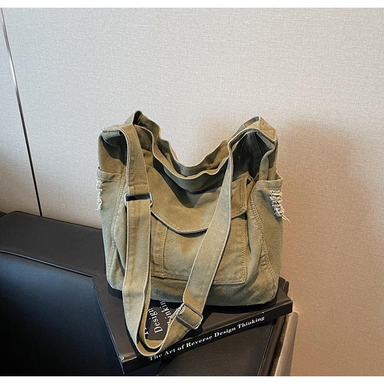 Canvas bag women's large-capacity new summer casual high-end niche lazy wind messenger bag
