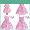 Lindo Vestido de Princesa Barbie Para Crianças Fantasia de Cosplay Poliéster Rosa Tamanhos 100cm-150cm