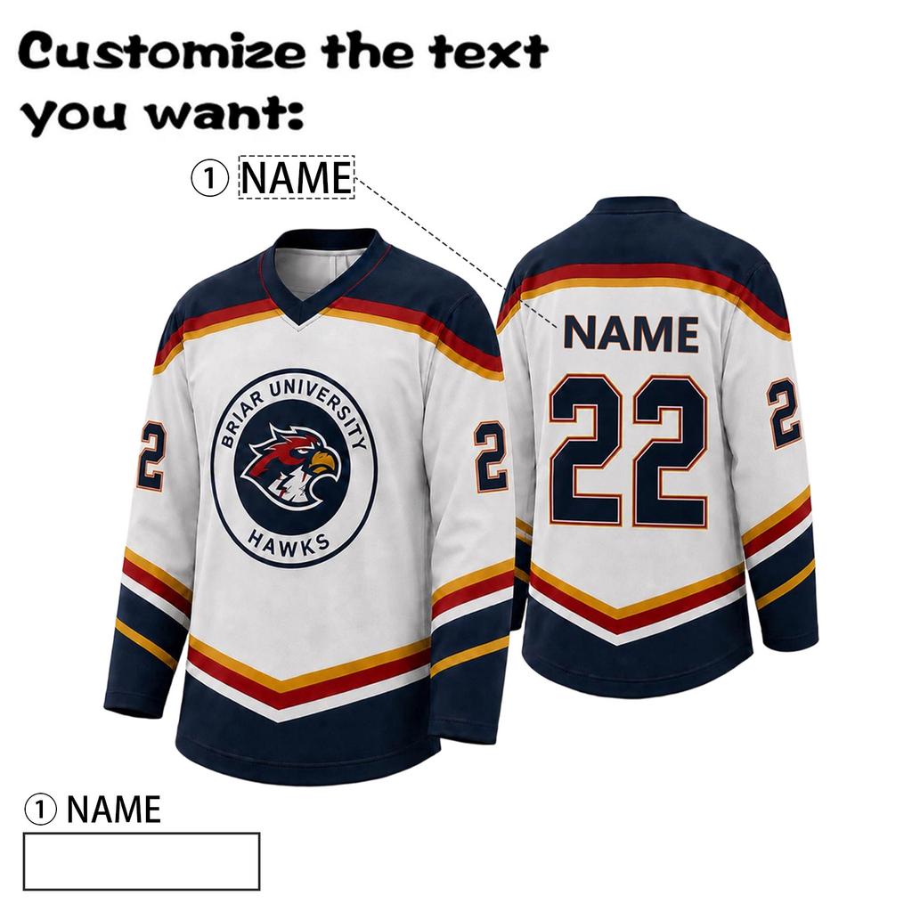 Customizable Unisex Hockey Jersey Personalized Sportswear Team Uniform Number and Name Custom Printed Long Sleeve Athletic Shirt for Ice Hockey