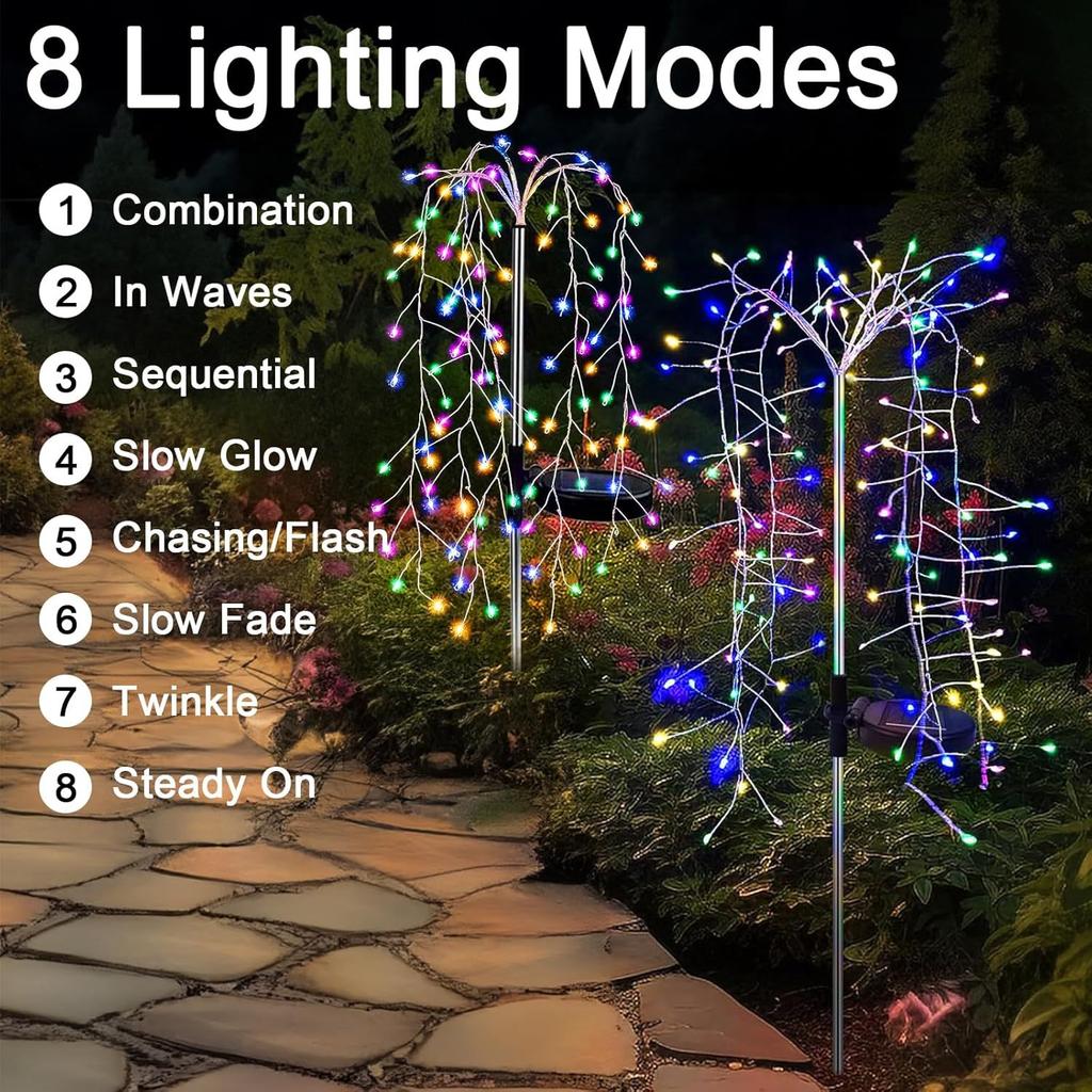 Solar Dandelion Firework Light LED Solar Garden Lights Outdoor Waterproof 8-Mode Landscape Lighting for Pathway Lawn Yard Party & Holiday Decor