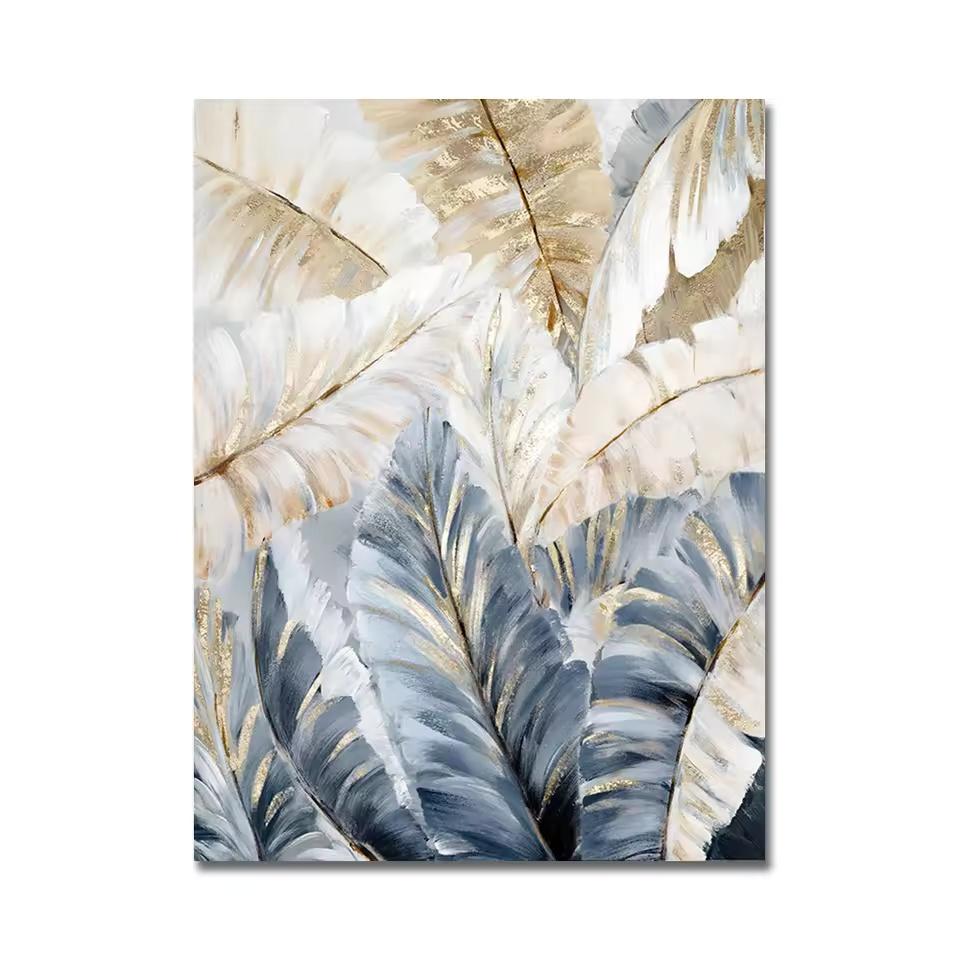Nordic Plant Canvas Painting Abstract Blue Palm Leaves Poster Prints Still Life Wall Art Pictures for Living Room Interior Decor