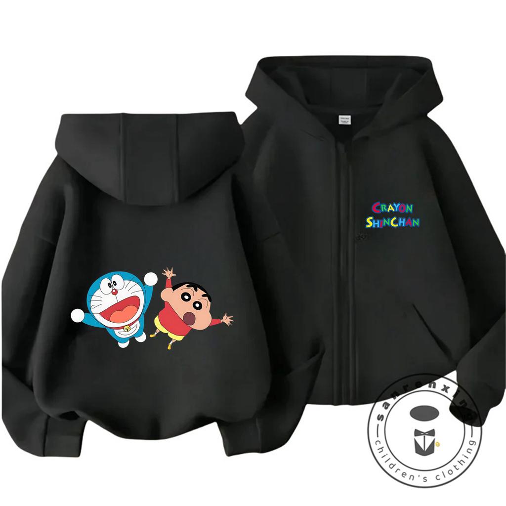 New Kids Zipper Hooded Sweatshirt Cute Cartoon Trendy Winter Outerwear Boys Girls