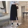 2024 Autumn/Winter Women's High-Waist Slimming Corduroy Midi A-Line Skirt - Korean Style