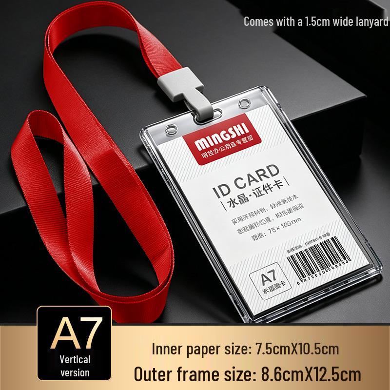 Transparent Acrylic ID Badge Holder with Lanyard - Employee or Work Card Protective Cover