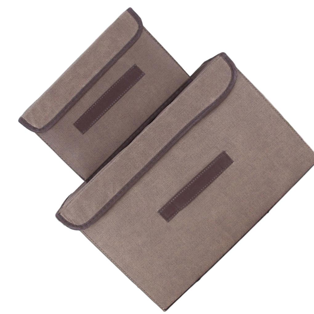 2Pcs Folding Storage Box Non Woven Rectangle Fabric Clothes Basket Toys Container with Lid