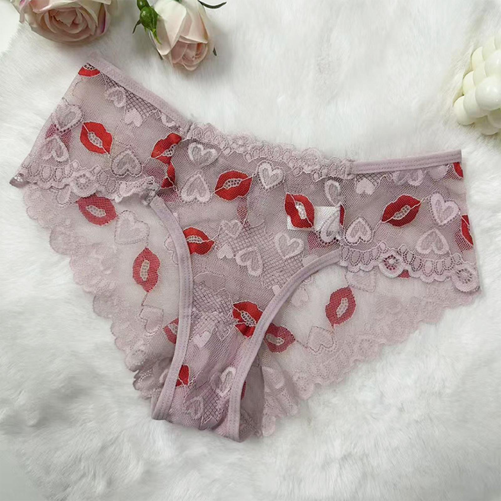 

Ladies Lace Lip Print, Lifted Buttocks, Thin Embroidery, Ladies Underwear XL рожевий