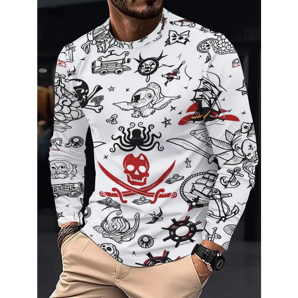 Casual Versatile Men's Long-sleeved Loose Top Fashionable Breathable Pullovers Long Sleeves Men’s