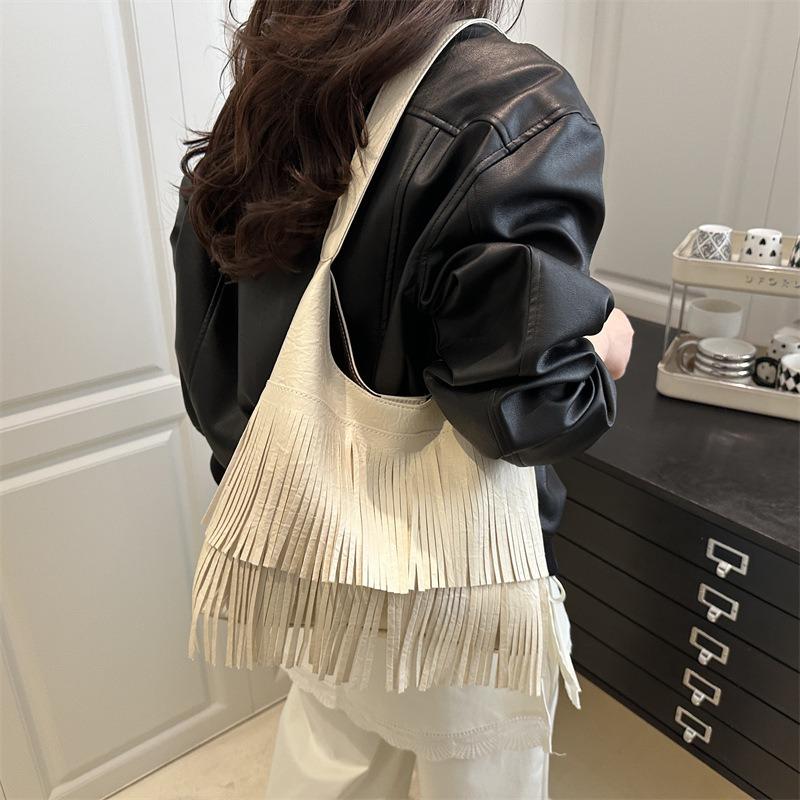Summer New Niche Tassel Large Capacity Retro Casual Shoulder Underarm Tote Bag Women's Bag