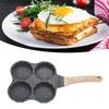 Aluminum 4 Cup Egg Frying Pan Non Stick Egg Cooker Pan Pancake Pan Easy Clean Wooden Handle For Gas Stove Induction Cookware